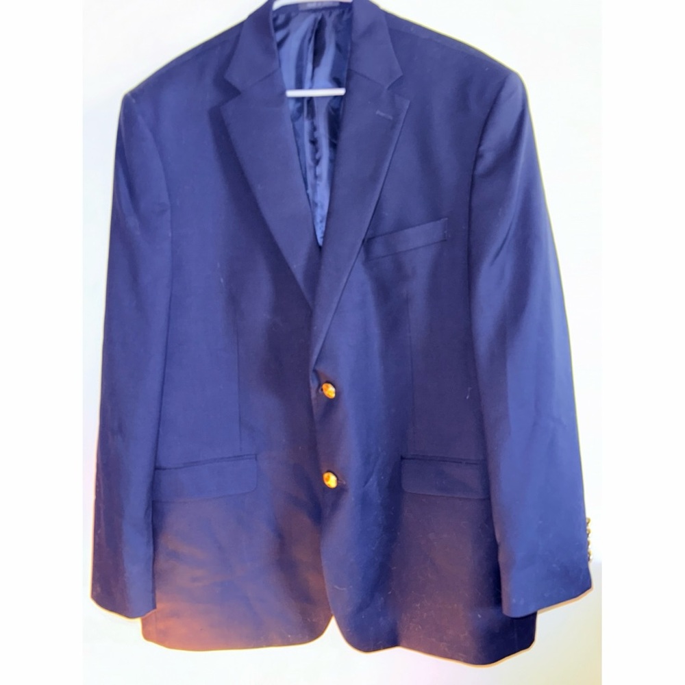 Polo Ralph Lauren Men’s Dark Navy & Gold Buttoned Down Blazer Suit Made in India